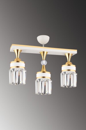 MNZ-توكيو 3-قطع صف أبيض سقف مع حجر الكريستال والطريحة الصفراء الأسطوانة إلى أسفل المواجهة للفخامة الشنابل s - SONSUZ AYDINLATMA&AVİZE