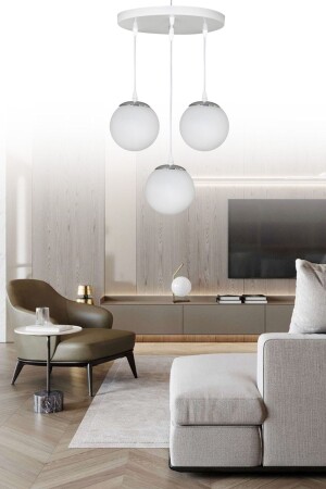 المصابيح المعلقة من MNZ الصندوق الأبيض 3 قطع زجاجية بيضاء شمعة SEF156 - SEFHOME