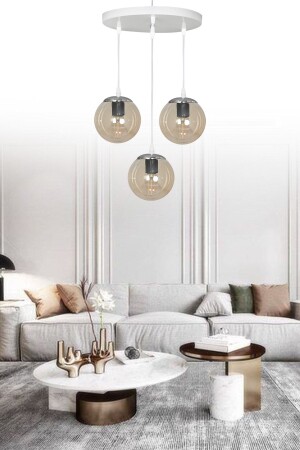 المصابيح المعلقة من MNZ - صندوقة لامپة بيضاء 3 قطع عسل زجاجي شمعة SEF156 - SEFHOME