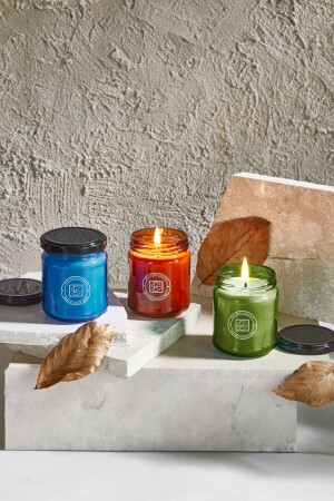 قوس قزح MNZ 3 تصميم زجاج ملون شمعة رائحة - Selka Home