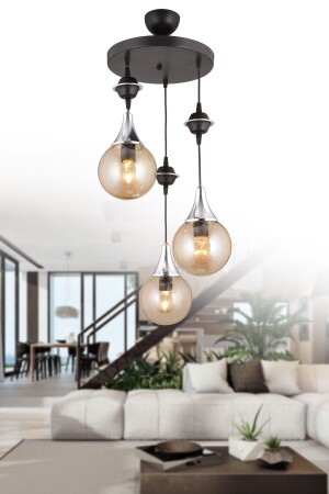 المصابيح المعلقة من MNZ - لاسترويج الأسود 3 قطع عسل كرة الزجاج الكروم إلى أسفل المواجهة للفخامة الشنادل snsz50170 - SONSUZ AYDINLATMA&AVİZE