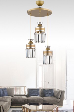 MNZ-نايروبي 3-قطع مصباح معلق قديم كريستال حجر كروم سلندر مشطاطة إلى أسفل وجهة للفخامة الشنابل TYC0075 - Genel Markalar