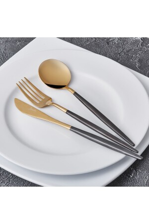 ملونات MNZ 30 قطعة سكين ملعقة شوكة Set Black Shiny Gold 500 01. 01. 6420 - Jumbo
