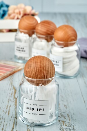 منظمة فلوس الأسنان MNZ 300 مل جرة مع غطاء الكرة الخشبية - Fbzhome