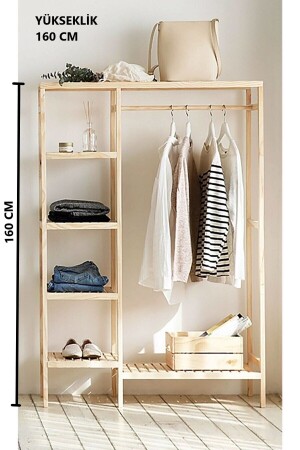 ملابس المزج المفتوحة من الخشب من MNZ المعلقة بدون غطاء ملابس المزج المعلقة 30x100x160 سم 250060 - pinoxi