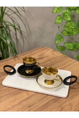 سلة من الرخام الطبيعي MNZ مع المقبض الأسود 30x20 سم GMB12 - Gemboss