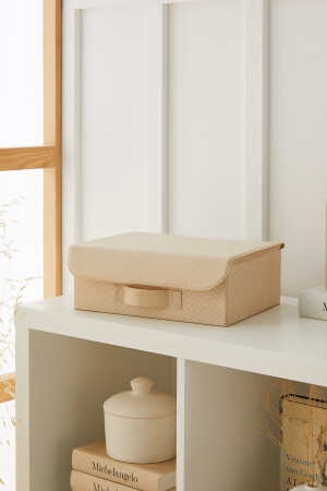 مخزن خزانة مغطاة بالبيج من نوع MNZ داخل مجوهرات غسيل الملابس صندوق تخزين قابلة للتثبيت سلة 30x23x11 - Ocean Home Textile