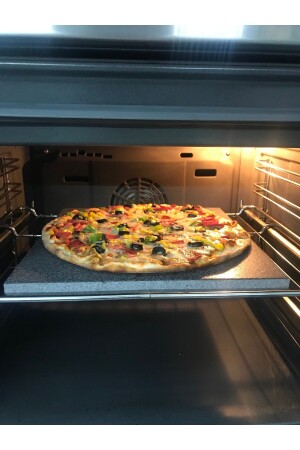 MNZ-حجر الخبز الطبيعي البازلت - مربع (30X30CM) -حجر الخبز-حجر البيتزا-حجر الخبز-حجر الشواء - Mermer Mutfak