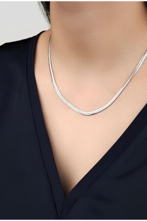 MNZ-الجودة العالية 316l الفولاذ الإيطالي المكسور الفضة لون السلسلة السطحية العنق 45 سم - Alze Beauty