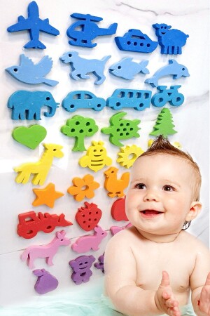 ألعاب حمام حوض السباحة من MNZ إيفا صلبة الإسفنج التي تتعلق عندما ترطب 32 قطعة - Evakanca