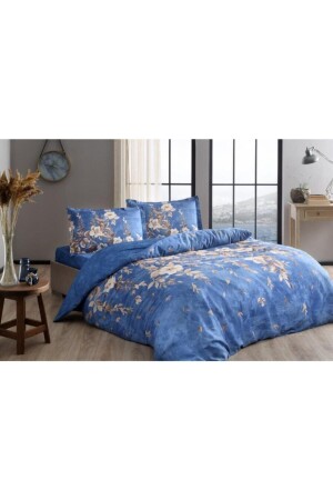 MNZ- القطن ساتيين غطاء غطاء مجموعة روانا زرقاء مزدوجة 3254-144 - Taç