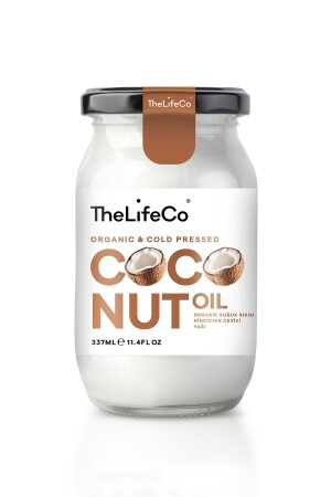 MNZ- عضوي- زيت جوز الهند المضغوط بالبرد 337 مل (مخضراو) - Thelifeco