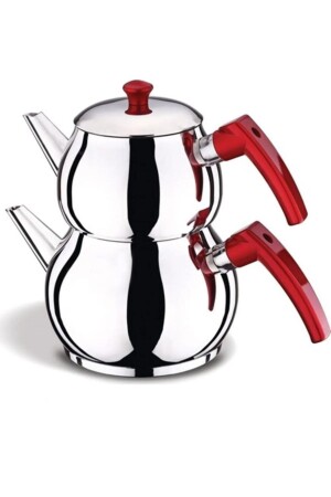 مجموعة من صناديق الشاي من فولاذ المقاوم للصدأ من MNZ لـ 3-4 أشخاص نموذج الكصورة القاعدة الكبسولة نفس التنفس 2. 2 لتر Lux Mini ab - abnturk