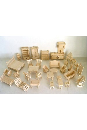 أجهزة المنزل المصغرة من الخشب من نوع MNZ 34 قطعة 418868092 - MucizeOyuncaklar