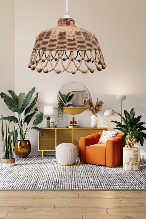 MNZ- راتين، بامبو، ويكر مصباح معلق شمعة قطر: 35 سم ارتفاع: 20 سم bel080 - Belkıs Rattan