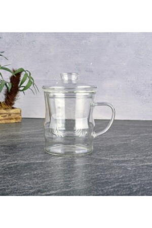 كوب مقاوم للحرارة من MNZ مع غطاء زجاجي ومصدر صبغة 350 مل THN87337 - Tohana