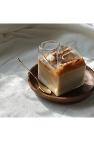 كوب زجاجي شكل صندوق حليب MNZ 350ml 001008 - Bardak Shop