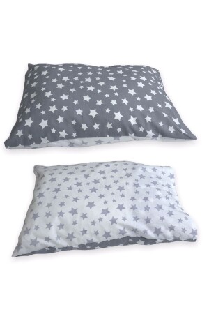 غطاء وسادة الأطفال من طراز MNZ 35x45 (قطعة 2) نجوم رمادية وأبيض TYC00483974753 - Babynia