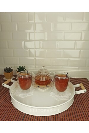 سلة حوله من الخشب الأبيض المضخم من MNZ مع المقبض 37 سم stk2548 - Bestofhome