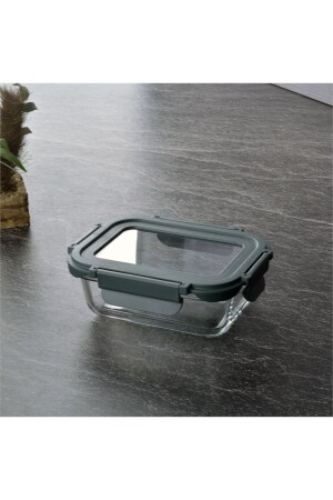 حاوية تخزين MNZ مع غطاء زجاجي مقفل 370 مل رمادية Thn84505 THN84505 - Tohana