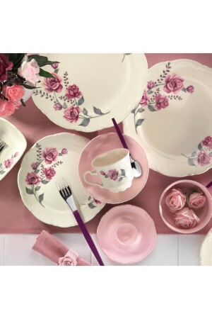 MNZ-بودر زهرة نمط 38 قطعة الإفطار مجموعة SMR38KH2448935 - Kütahya Porselen