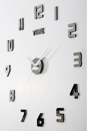 MNZ- ديكوراتيف و هدية ساعة الجدار التلصق الذاتي 3D الأرقام اللاتينية الفضة اللون المرآة Plexi ERMS02 - Kepler Design