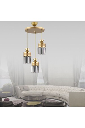 MNZ-نايروبي 3-piece قديم مصباح العمدة الكريستال الحجر الصفراء المخططات الأسطوانة الفاخرة الشنابل AK00053 - Kraliçe