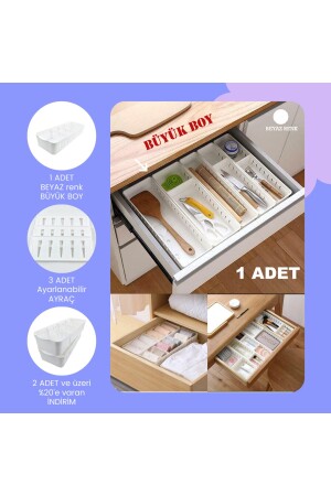 منظمة الخزانة المعدلة MNZ مع 4 درجات مقسمة حجم كبير لون أبيض 1 قطعة - Fafatara