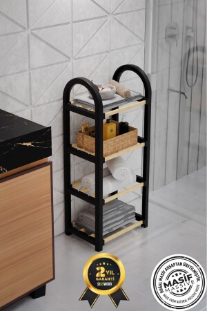 منظمة غرفة الحمام MNZ خشب أسود صلب 4 طبقات 1 وحدة رف الفصل والمنظمة - Seowood