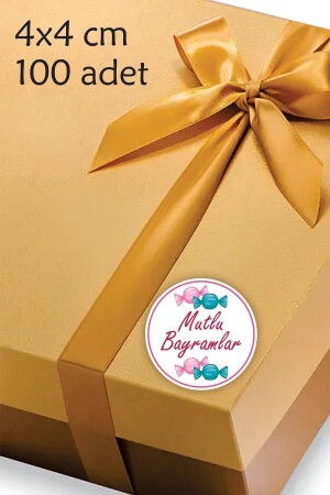 (MNZ) - عيد سعيد ملصق حلوى علامة رمضان 4 سم - 100 قطعة - Msticker