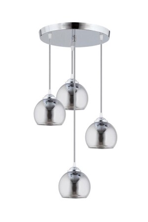 مصباح مرفق من طراز MNZ 4 قطع فضية مدخنة ضوء زجاج غير مرئي 1605040012520 - İstanbul Avize