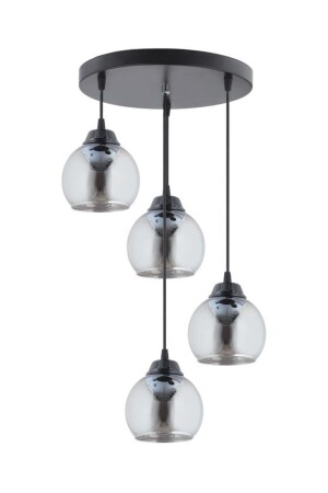 مصباح مرفق من طراز MNZ 4 قطع سوداء مدخنة ضوء زجاج غير مرئي 1605040012520 - İstanbul Avize