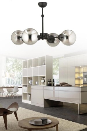 MNZ-نايروبي 4 قطع سوداء قضيب مدخن غلاف الزجاجية شمعة 16050400640 - İstanbul Avize