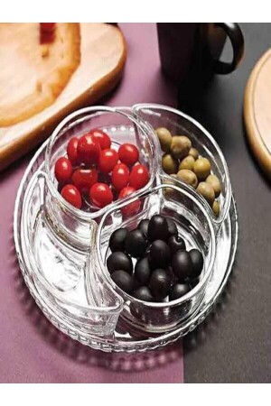 لوحة الإفطار من الزجاج من MNZ مع 4 أقسام 1729 - Akkoyunlu home