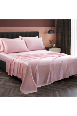 MNZ- الحرير ذات النسق القطن ساتين 4 قطعة غطاء المزدوج المطبوعة 200x220 سم ورقة مرنة وردي snc1 - Silk Cocoon