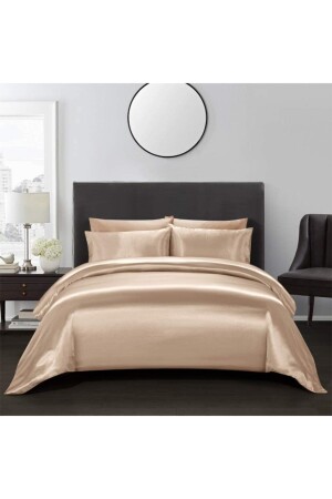 MNZ- الحرير ذات النسيج القطن ساتين 4 قطعة غطاء غطاء مزدوج غطاء 200x220 سم سد مرنة سرير بيج snc1 - Silk Cocoon