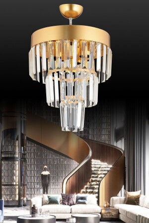 MNZ-باريس 4 طبقات من الذهب الكريستال الحجر 30' شمعة حديثة AK000400 - Kraliçe