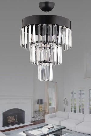 MNZ-باريس 4 طبقات حجر بلورات سوداء 30' شمعة حديثة AK000402 - Genel Markalar