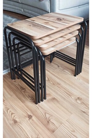 MNZ-فالينسيا براءة اختراع أصلية 4 قطع طاولة قهوة تعويض معدني ساكن أسود ساقي من المصنع 384luzigonbeyaz - HOMEBELLA