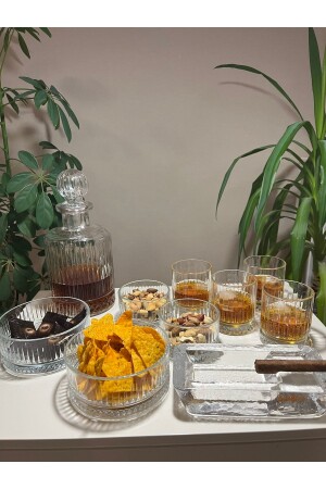 مجموعة ويسكي فاخرة من MNZ، مجموعة ويسكي كاراف، 4 كؤوس ويسكي باشاباخ، 4 أكواب خفيفة، 1 مشروب سگار، مجموعة ويسكي كاراف - FAYA HOME