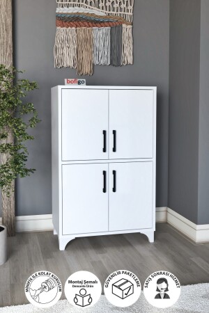 المكتب المعدني MNZ 4 أبواب 4 شقق الموضة الحمام المكتب المطبخ المكتب الأبيض Bfg-4Kpk-4Division-Dlp - Bofigo