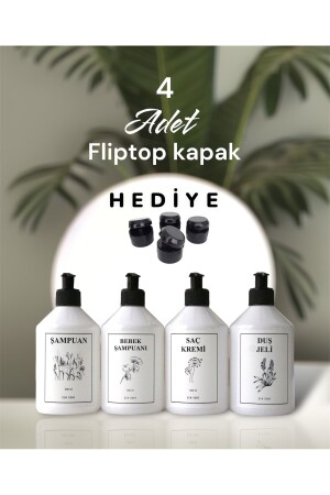 MNZ-بيضاء البلاستيك المطبخ والحمام منظمة 4 قطع صابون مزود زجاجة مع كأس أسود 500 مل ديم 327 - Dem Home