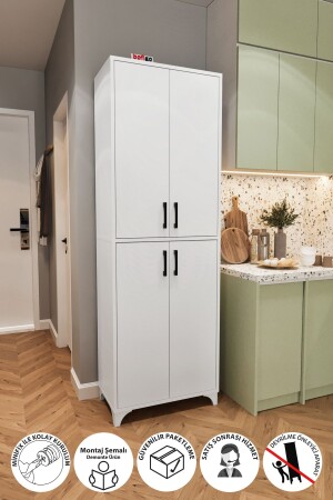 المكتب المعدني MNZ 4 أبواب 6 شقق الموضة الحمام المكتب المطبخ المكتب الأبيض Bfg-4Kpk-6شقق-Dlp - Bofigo