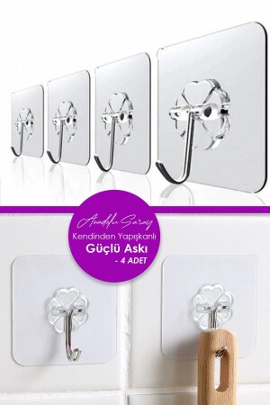 MNZ-عملية 4 قطع 6x6cm شفافة قوية التشبثية الجدار الباب معلقة الدوام الثقيل حمل شنجر - Anadolu Saray Çarşısı