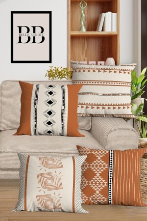 التصميم النقلي الحديث من MNZ المزدوج المطبوع المزخرف المزخرف 4 قطع قماش الأريكة القماش و الغطاء الكوشن مجموعة - Belle Benoit