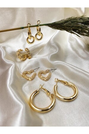 ملون من الذهب من MNZ 4 أزواج من قلب التغيير-كليب و Bottega تصميم الأقراط - Eylülün Takısı