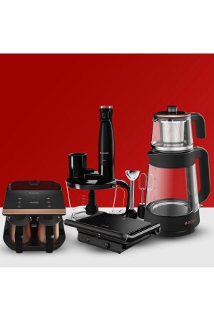 أجهزة المنازل الصغيرة من نوع MNZ مجموعة من 4 أسود Cm 6964 S - Tm 6046 Cs - Rhb 6050 S - Tkm 9961 B CM 6964S -TM6046CS - Arçelik