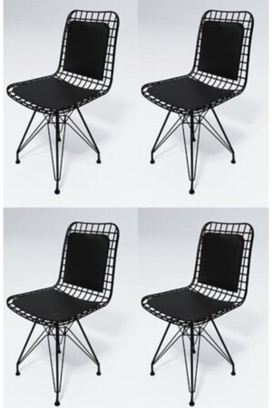 مقعد من أسلاك MNZ مع تنسيق خلفي، مقعد من أسلاك 4 قطع، مطبخ، شرفة، مقهى dop7966681igo - Mobilya aksesuar