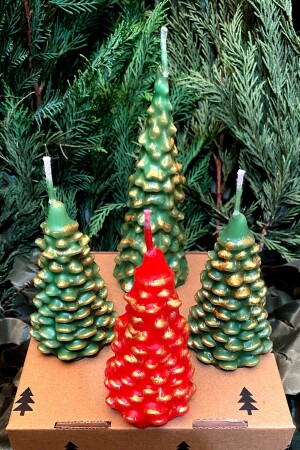 هدية مكنسة من نوع MNZ عسل ورائحة جوز الهند شمعة شجرة النخيل مجموعة من 4 - Fantastik Sanat Atölyesi