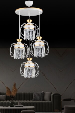 المصابيح المعلقة MNZ - صمام الأبيض 4 قطع الصفير الأصفر بلورياً من الكريستال - Genel Markalar